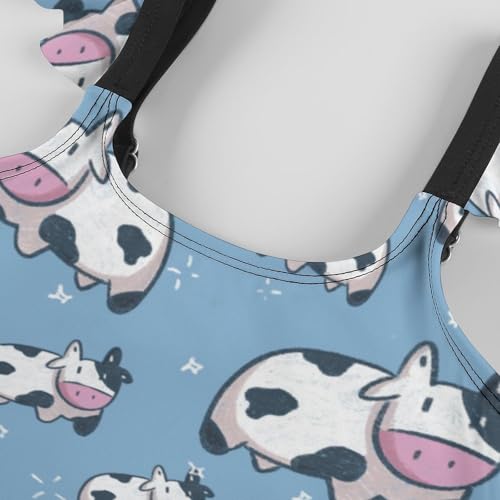 Image of Girls One Piece Swimsuit Cute Alpacas Hearts Stars Ruffles Swimwear Bathing Suits 3-12 Years