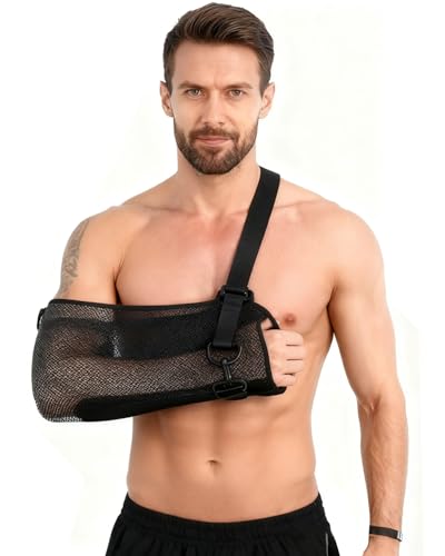 HUVZOR 1 pezzo Mesh Tutore Braccio Ingessato Traspirante Regolabile Supporto per Braccio Con Gommapiuma, Destra/sinistra, Adatto per Lesioni da Polso, Gomito e Braccio(con vassoio)