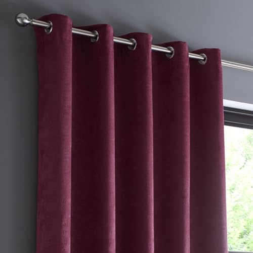 Fusion Wine Red Eyelet Curtains W90 x L108 (229x275cm) – 2 Panels – Thermal & Blackout Drapes for Bedroom & Living Room – Door Curtains – Heavyweight Red Window Treatment – Strata Collection - Image 2