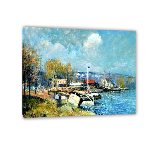 Peinture à l'huile Reproduction Alfred Sisley La Seine à Port-Marly Décoration Murale