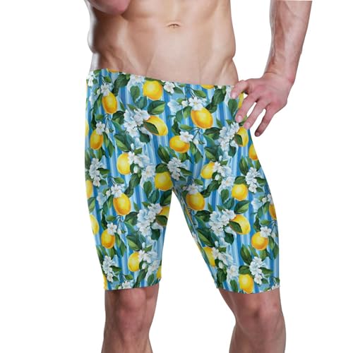 UMIRIKO Lemon Flowers Men's Swimsuit Swim Jammers L B0401752