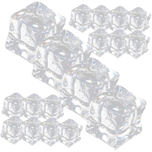 NOLITOY 60 piezas Cubitos Hielo Transparentes Cuadrados Reutilizables Decoración Simulación para Fotografía y Eventos