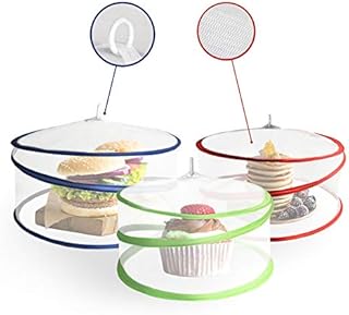 Vinsani Food Covers Pop-Up Mesh Screen Reusable Collapsible Kitchen Outdoor Summer Picnic BBQ Barbecue Insect Fly Protector Mesh Net Set of 3 [15", 13.5" & 12"]