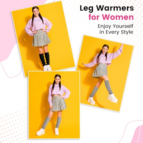 Image of Clothirily Leg Warmers - 2 Pairs Knit Leg Warmers for Women 80s Fashion Long Socks for Sports Party Yoga Winter Accessories