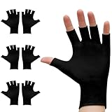 3Pairs Fingerless Cotton Gloves, Black Moisturizing Gloves, Fingerless Cotton Gloves for Eczema, Cut 5 Fingertips Overnight Hydration Fits Most Dry Hands