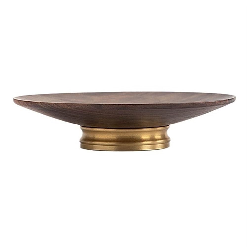 HPTHLY Fruit Plate Wooden Fruit Bowl, Large Serving Platter For Dessert, Round Shaped Serving Bowl For Cake, Snacks, Walnut Wood Bowls For Centrepiece, Wedding Fruit Bowl (M)