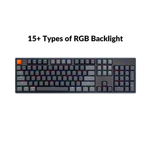 Image of Keychron K10 Full Size 104 Keys Bluetooth Wireless /USB Wired Mechanical Gaming Keyboard for Mac with Keychron Super Red Switch /RGB Backlight /Multitasking Computer Keyboard for Windows, Aluminum Frame