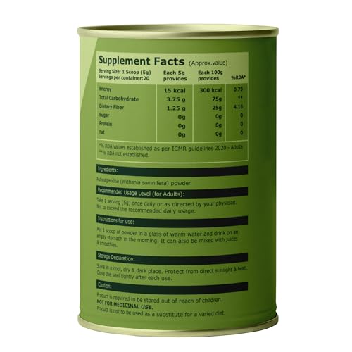 Image of Pure Nutrition Ashwagandha Powder 100g | Ashwagandha Supplements Supports Stress Management, Sleep, Fertility, Immunity, Vitality & Strength | Amukkara Kizhangu Choornam | USDA Organic Certified