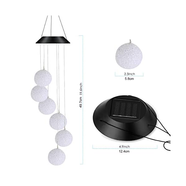 iFCOW Solarbetriebener geführter wasserdichter Ball/Kolibri des Windglockenspiels der geführten Windglockenspiel für… – Bild 5