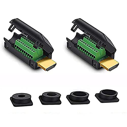 PENGLIN 2 conectores HDMI macho sin soldadura, conector de conexión de terminal de soldadura libre con accesorios de caja