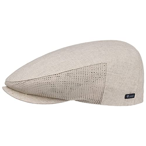 LIPODO Gorra de Lino Mesh Hombre - Made in Italy algodón Gorro Planos con Visera, Forro, Forro Primavera/Verano - 56 cm Beige