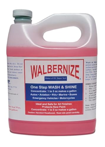 Walbernize One Step Wash & Shine CONCENTRATE - 1/2 Gallon; A Trusted Name Since 1968; Makes Up to 64 Gallons of Wash Solution; What does washing your vehicle boat RV or aircraft cost?