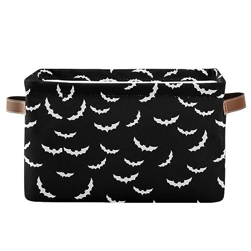 XUWU Storage Basket Bin Bats Halloween Goth Organizer Basket Collapsible Shelf Basket Cube with handle for Nursery Bedroom Bathroom