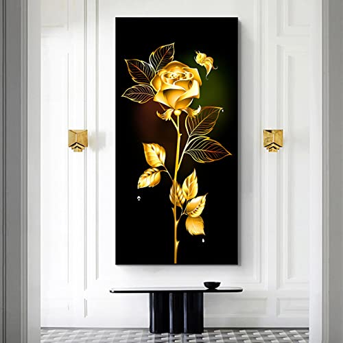 Affiches et impressions toile de maître abstrait noir et fleur d'or - 3
