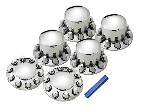 Axle Covers Complete Set Chrome ABS (2 Front 4 Rear) for Semi Truck