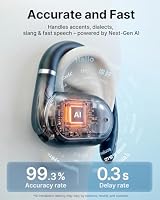 TransAI GO1 Übersetzungs-Ohrhörer in Echtzeit, Telefonanruf-Übersetzer-Ohrhörer mit verstellbarem Ohrbügel, offener Ohrbügel, 3-in-1-KI-Interpreter, unterstützt Geschäftsreisen, Lernen, einschließlich – Ansicht 2