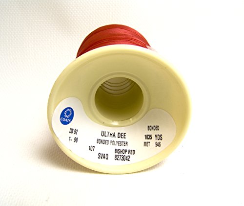 Hilo de poliéster Coats Bonded 4 oz. Bobinas Rojo (Bishop Red) - Tamaño DB-92 T-90 miniatura 2