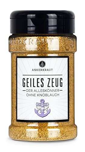 Ankerkraut Geiles Zeug, BBQ-Rub Gewürz, rauchig scharfe Mischung würzender Zutaten, ohne Knoblauch, Universal Allrounder für Grill und Küche, Fleisch Marinade, 210g im Streuer