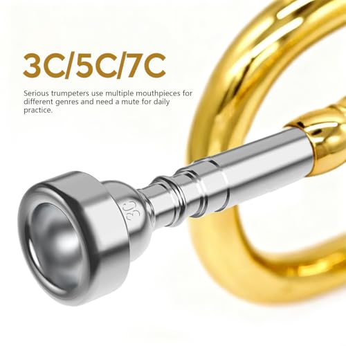 3 Punte Per Tromba (3C, 5C, 7C) Con Silenziatore In Alluminio Leggero Per Tromba, Per Yamaha Bach Conn King, Colore Argento - 7