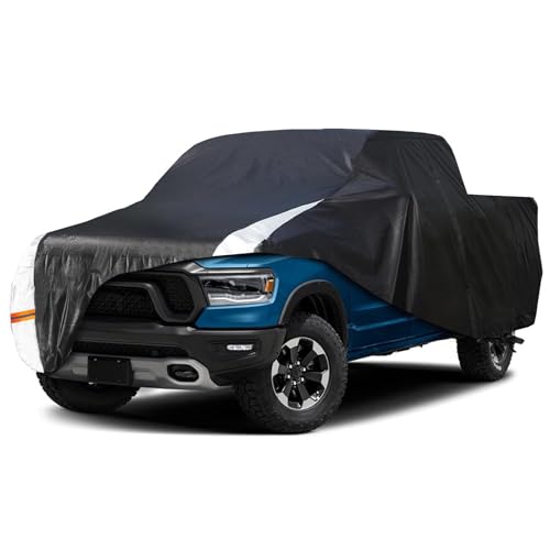 Image of Truck Cover Waterproof All Weather, 210D Oxford Cloth 10 Layers Full Truck Cover for Snow Sun Rain Protection, Truck Cover Fit for Ford F150 Chevrolet Silverado Dodge Ram 1500