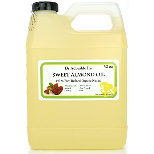Dr Adorable - 32 oz - Sweet Almond Oil - 100% Pure Natural Organic Cold Pressed