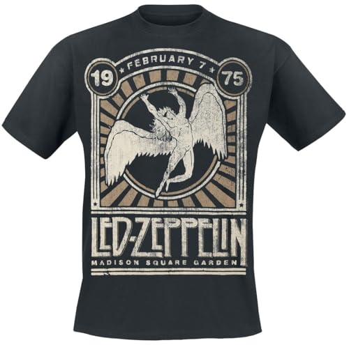 Led Zeppelin Madison Square Garden 1975 Hombre Camiseta Negro XL