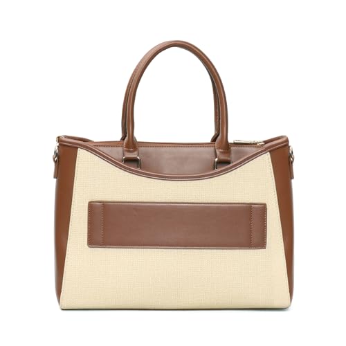 Image of EXOTIC Alvara Tote Bag for Women | Multi-Compartment Handbag with Laptop Space, Front Zip Pockets & Luggage Sleeve | Premium PU Leatherette Work & Travel Tote