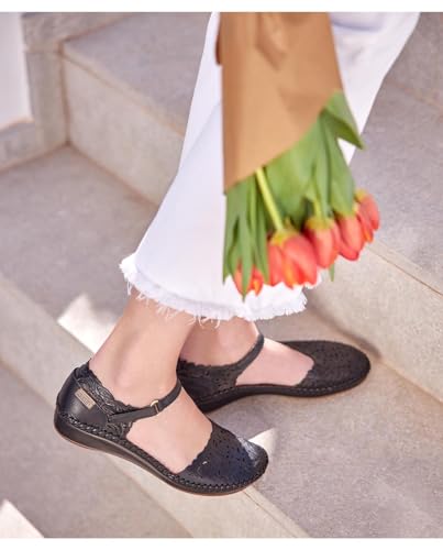Image of PIKOLINOS P. Vallarta Women's Semi-Open Shoes | Leather | Hook-and-Loop Closure | Mid Heel | Size UK 2-8
