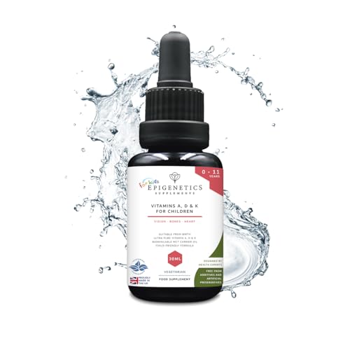 Vitamins A, D & K for Children 30ml | from Birth 0-11 Years Complex Multivitamin Supplement | Newborn Baby Kids Sugar Free UK Made Vegetarian Mini Liquid | Long Supply, 4 Drops Daily