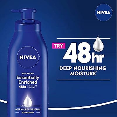 NIVEA Essentially Enriched Body Lotion for Very Dry Skin with Hyaluronic Acid, Almond Oil and Deep Nourishing Serum, 72-Hour Body Moisturizer, 16.9 Fl Oz Pump Bottle, Pack of 2
