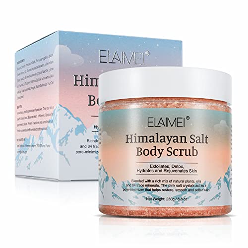 Himalayan Salt Body Scrub with Lychee Oil, Exfoliating Salt Scrub to Exfoliate & Moisturize Skin, Deep Cleansing, Improve roughness Make the skin smoother
