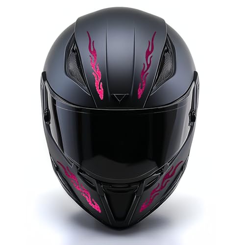 Image of customTAYLOR33 High-Intensity Grade Premium Reflective Tribal Flame Helmet Decals, Motorcycle Safety Sticker Decals (Special Edition Hot Pink)