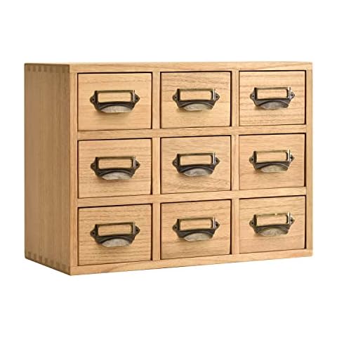 KIRIGEN Wood Drawer Organizer Desktop Storage Cabinet Box Drawers for Home Office Desk Organization and Storage 9 Drawer Mini Chest with Metal Handles Natural (9CG-NA) Cover