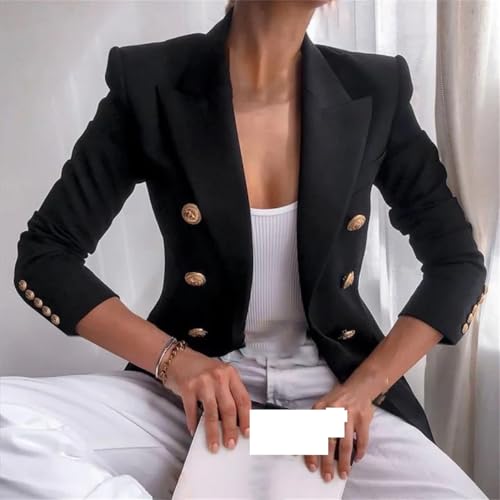 Black Suit Jacket for Women Single Button Jacket Versatile Long Sleeve Jacket Solid Color Jacket Office Work Clothes2