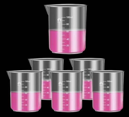 Image of Plastic Measuring Cups Graduated Epoxy Resin Mixing Cups, Small Beaker, Plastic Measuring Cup for Epoxy Resin, Paint, Art Craft, Soap Candle Tumbler Making (6, 100ml)