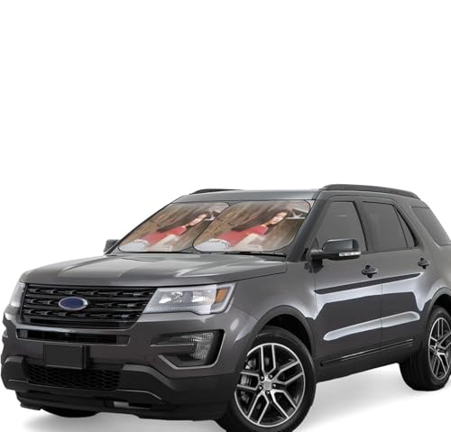 森高千里 (4) 車用サンシェード サンバイザー 日よけ 紫外線対策 カーサンシェード 四季兼用 車用品 折畳み 便利 遮光 断熱 吸盤4個付