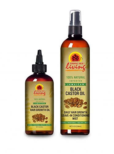 Tropic Isle Living Jamaican Black Castor Oil Hair Growth Oil + Daily Leave-In Conditioner Mist
