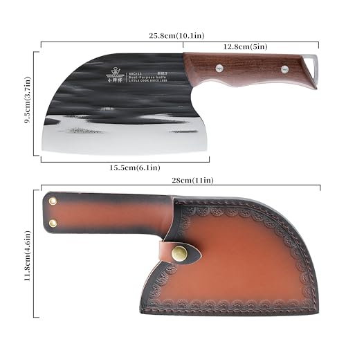 Little Cook Since 1995 Serbain Chef Knife, Little Cook 6.1 Inch Ancient Forged Meat Cleaver Knife thumb #1