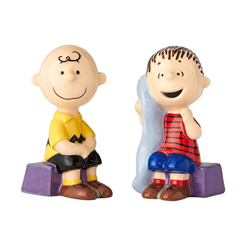 Enesco Peanuts Ceramics Linus and Charlie Brown Salt and Pepper Shakers, 3.5 Inch, Multicolor
