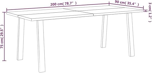 Miniatura 2 de Solid Acacia Wood Dining Table 78.7 x 35.4 in Industrial Rectangular Kitchen Table Seats 6 Modern Rustic Brown Finish for Dining Room Living Space