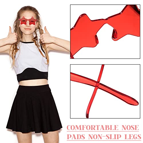 Image of Kanayu 200 Pair Star Shaped Rimless Sunglasses Transparent Star Candy Color Pentagram Glasses for Adult