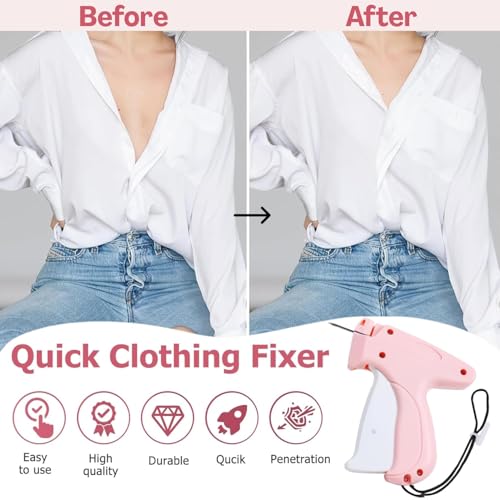 Image of TecoKart Quick Clothing Fixer Kit - Handheld Stitch Sewing Gun, Tagging & Stitching Tool for Garments, Saree Draping, and DIY Repairs - Includes 100 Glow Tags, 5 Needles & 1100 Barbed Pins