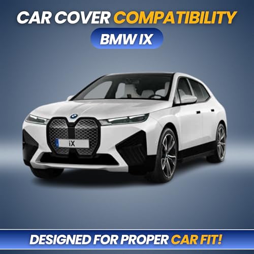 Image of Premium 100% Waterproof Car Cover for BMW iX Models | All-Weather, UV & Dust Protection | Heavy-Duty 3-Layer Fabric | Custom Fit with Mirror & Antenna Pockets | Navy Blue