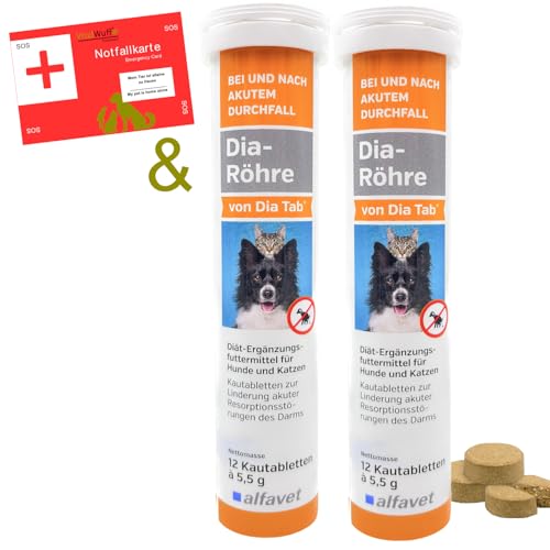 Alfavet Dia Tab Röhre 24x5,5g Hund Katze bei & nach Durchfall