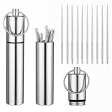 Hariendny Portable Metal Toothpick Holder with 10 Pcs Reusable Stainless Steel Toothpicks Waterproof Toothpick Case for Traveling Outdoor Camping Picnic