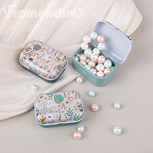 Framendino, 10 Pack Mini Trinket Coin Box Small Floral Containers with Lid for Jewelry Storage Case Tinplate (Random Color)