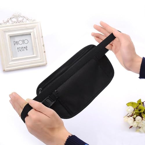 Image of Travel Wallet: Money Belt, Concealed Pouch-Hidden Pouch Under Clothes - RFID Security Feature - Travel Fanny Pack for Men /Women- (2Pcs, Black and Khaki)