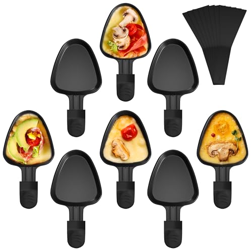 Yoassi Lot de 8 Poêlon Raclette Triangulaire Anti-adhésif, Coupelle Raclette Triangle avec Poignée Anti-brûlure pour Fromage Fondu, Oeuf Frit, 8Pcs...
