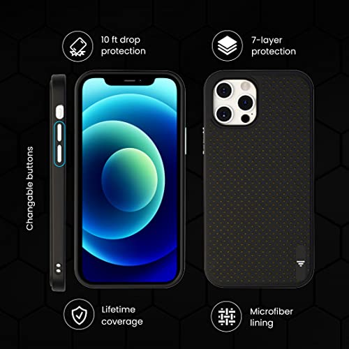 Image of Totem Graphene Case for iPhone 12 Pro Max Back Case Cover | 10ft Drop Protection | Heat Dissipation | Non Magsafe (TPU, Black)