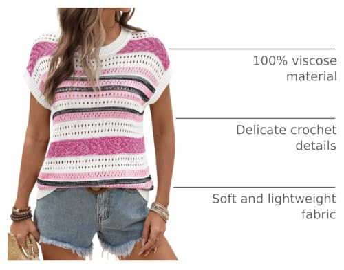 Image of Ivicoer Womens Spring Summer Tops Crochet Cap Sleeve Sweater Hollow Out Beach Vacation Clothes Trendy 2026 Loose Fit